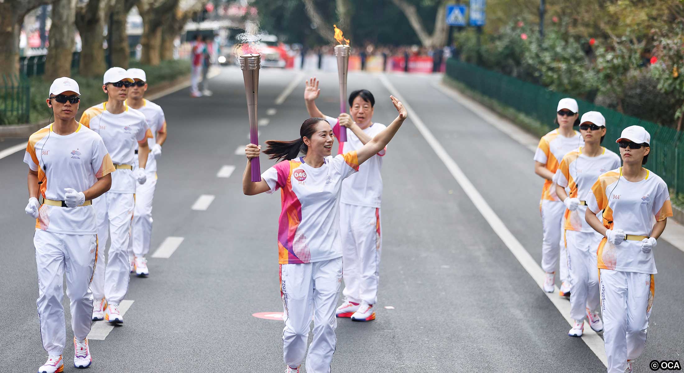 聖火リレーの様子