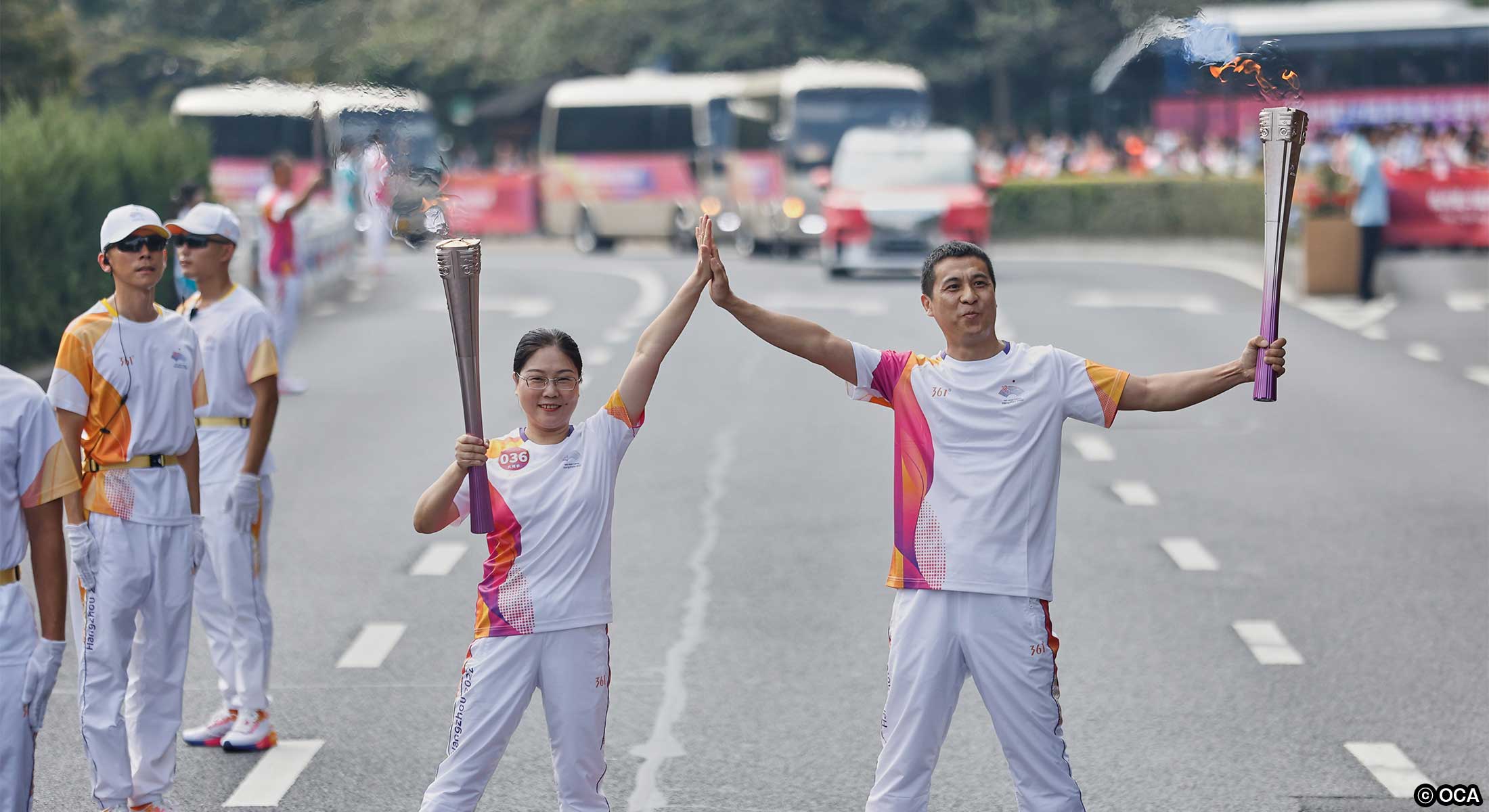 聖火リレーの様子